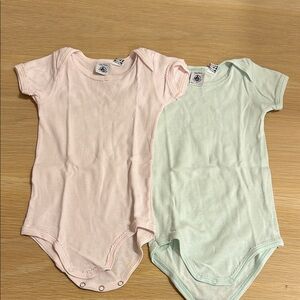 Petit Bateau Pink and Mint Bodysuit Duo